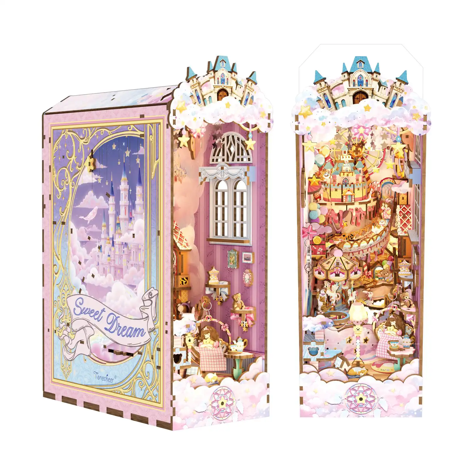 Tonecheer DIY - Sweet Dream (DIY Bücherecken-Diorama, 11 x 19  x 28 cm) Book Nook-Bücherecken-Diorama (Holzbausatz)
